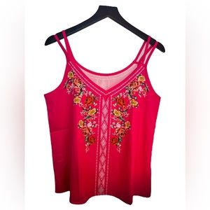 Medium pink Mexican embroidered spaghetti strap